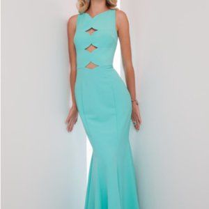 Mignon Turquoise Crepe Mermaid Gown Style VM1703